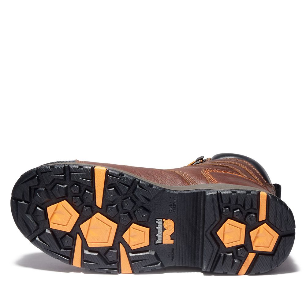 Timberland Μποτακια Εργασίας Ανδρικα Καφε - Pro® Helix Hd 8\" Comp Toe - Greece 1247803-YE